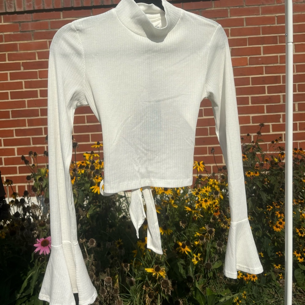 Open Back Cropped White Blouse